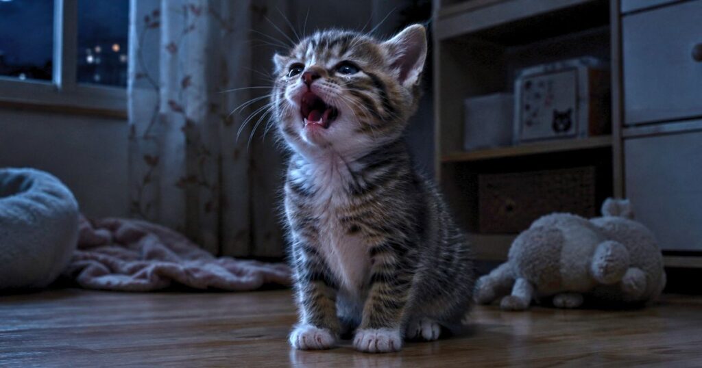 寂しくて夜泣きをする子猫